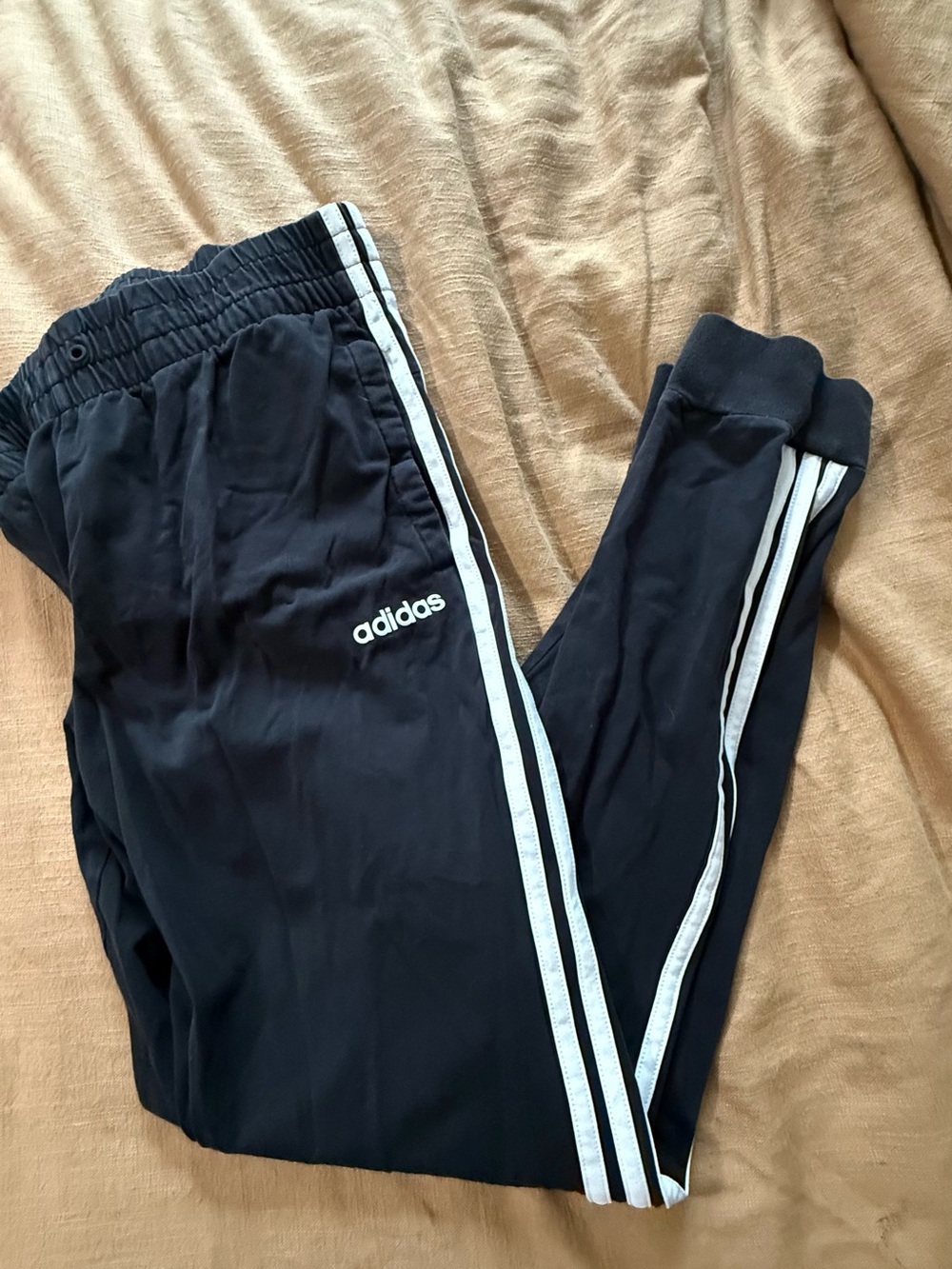 adidas Black Joggers with White Side Stripes